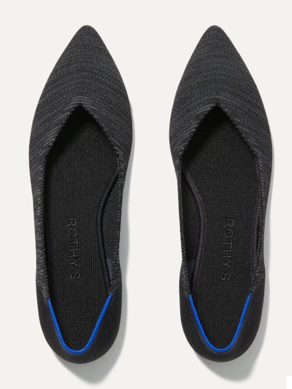 Rothy’s the point ballet flat heathered black 7